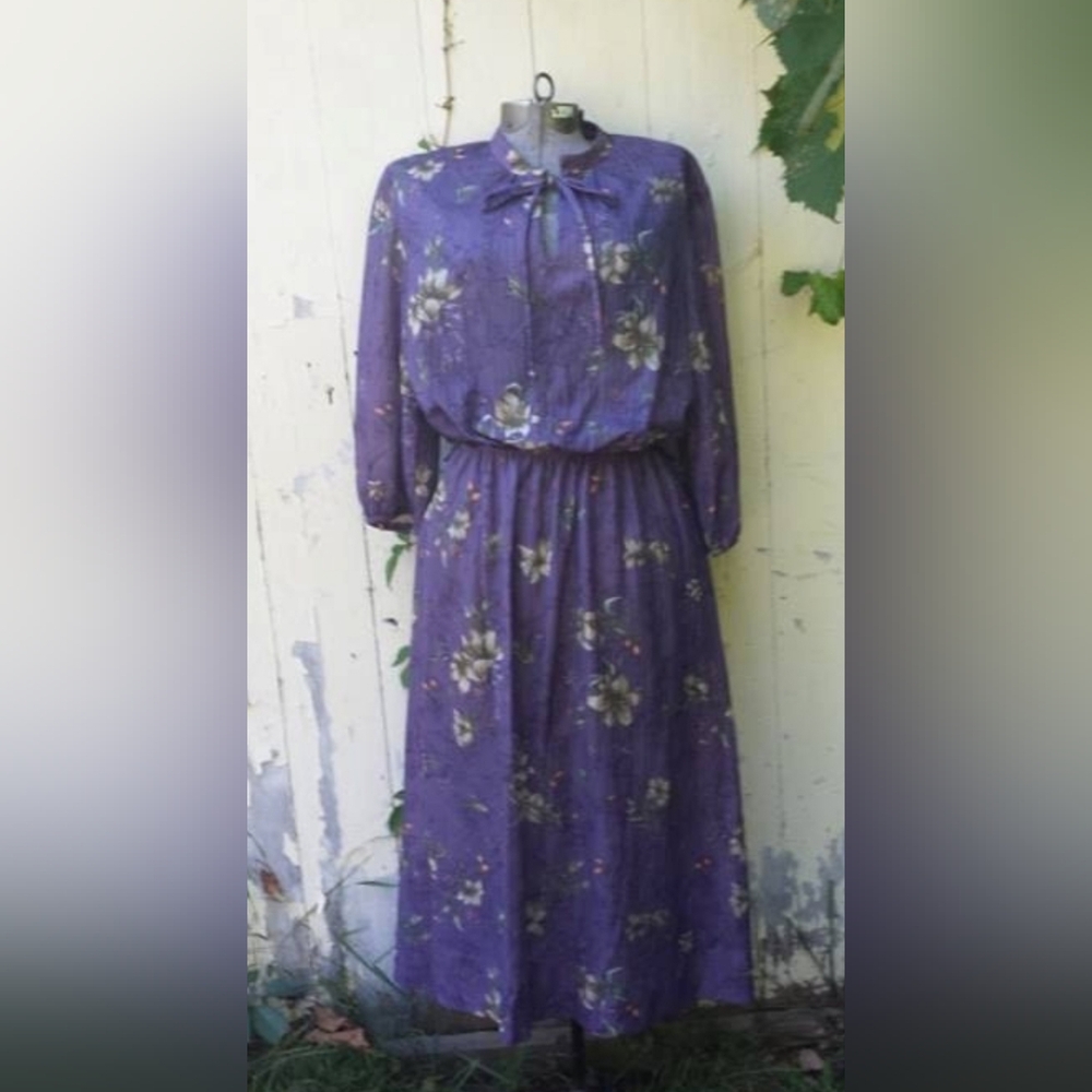 plum blossom • sheer vintage midi dress